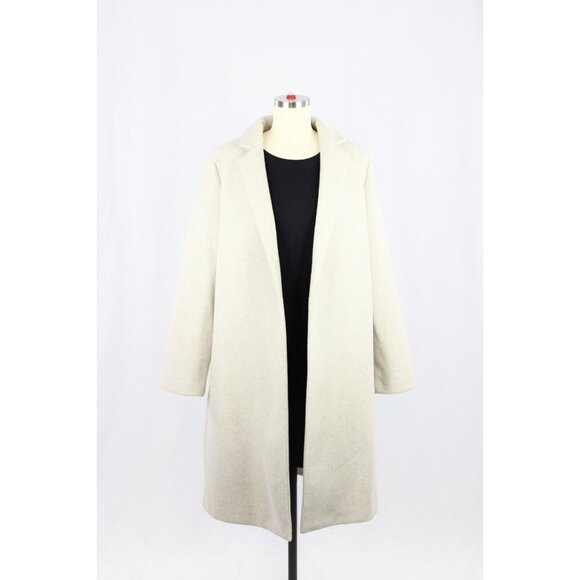 Zara Jackets & Blazers - ZARA Light Beige Taupe Polyester Felt Long Open Soft Coat, Size L